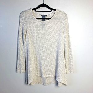 Chelsea & Theodore Sweater Womens S Lightweight Sheer Hi-Lo Flowy Hem Tan Cream